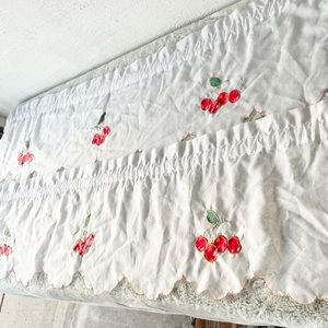 VINTAGE Sheer White Window Valances with Cherries, Set of Two